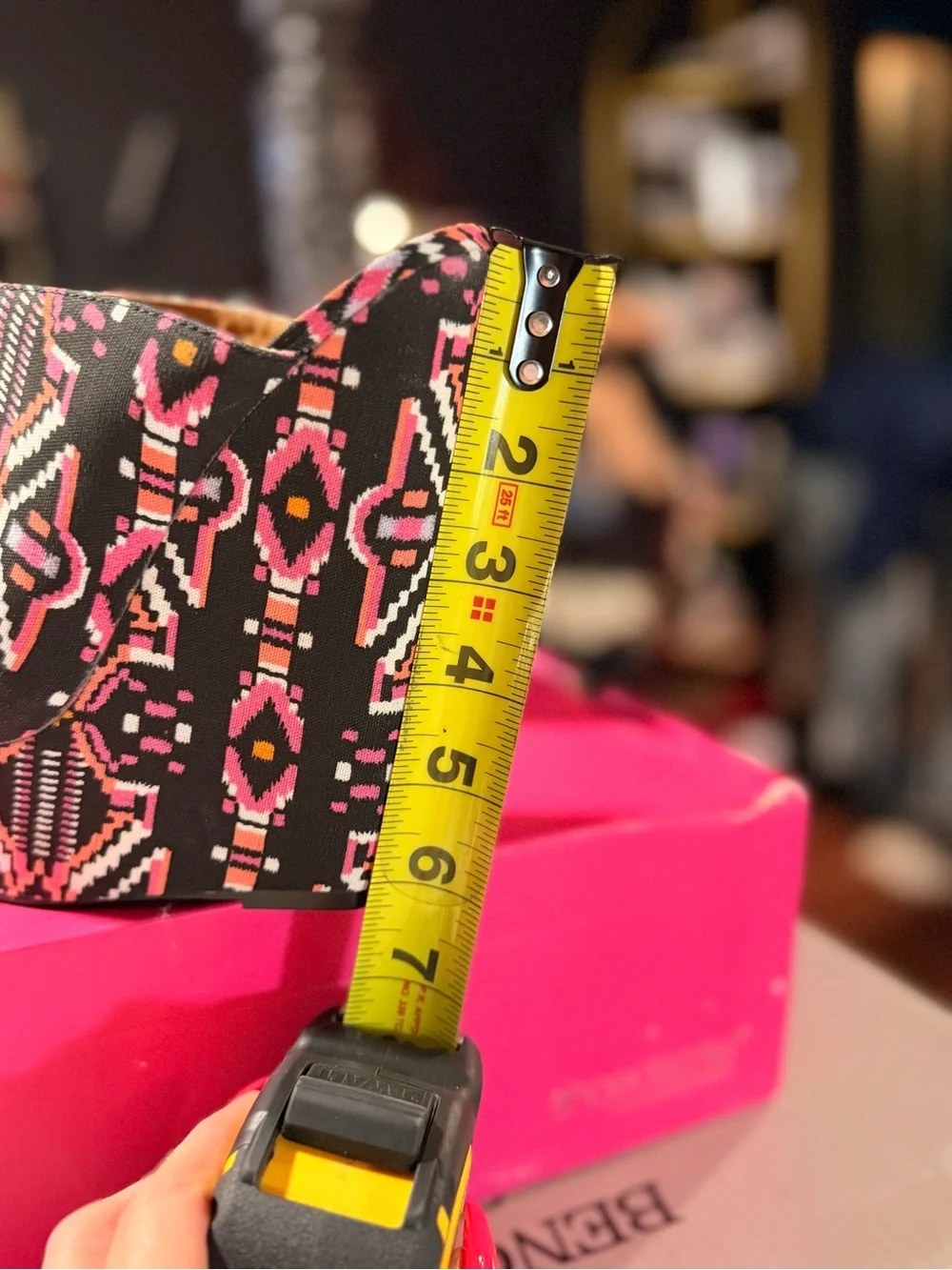 Pink & black platform wedges
